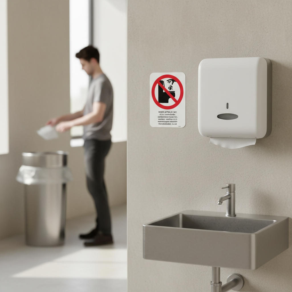 Ingen affald i wc på dansk, engelsk og tysk - Billede 2