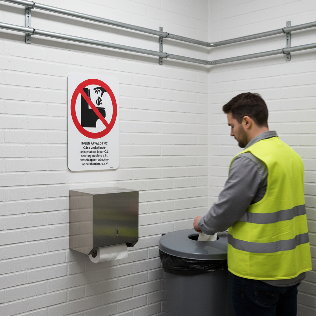 Ingen affald i wc på dansk, engelsk og tysk - Billede 4