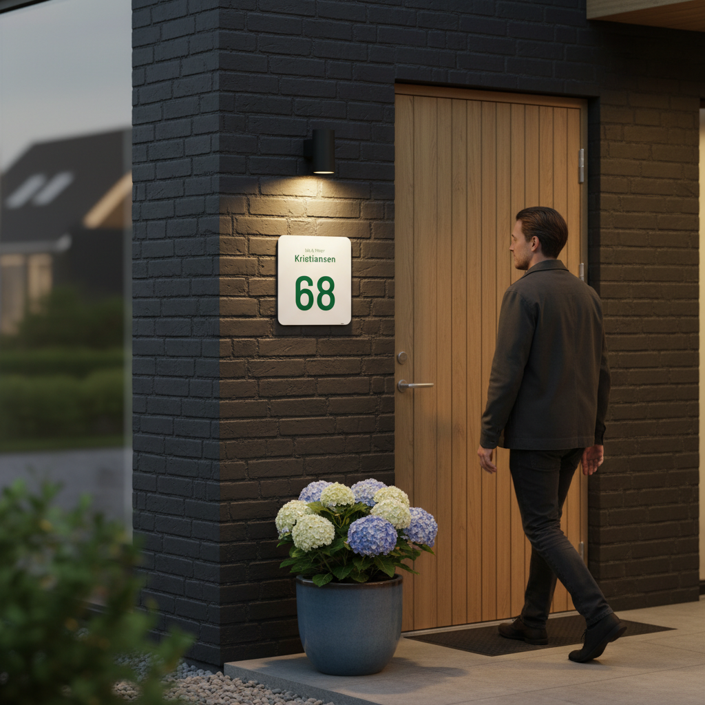 skilt med husnummer og navn Grønt - Billede 2