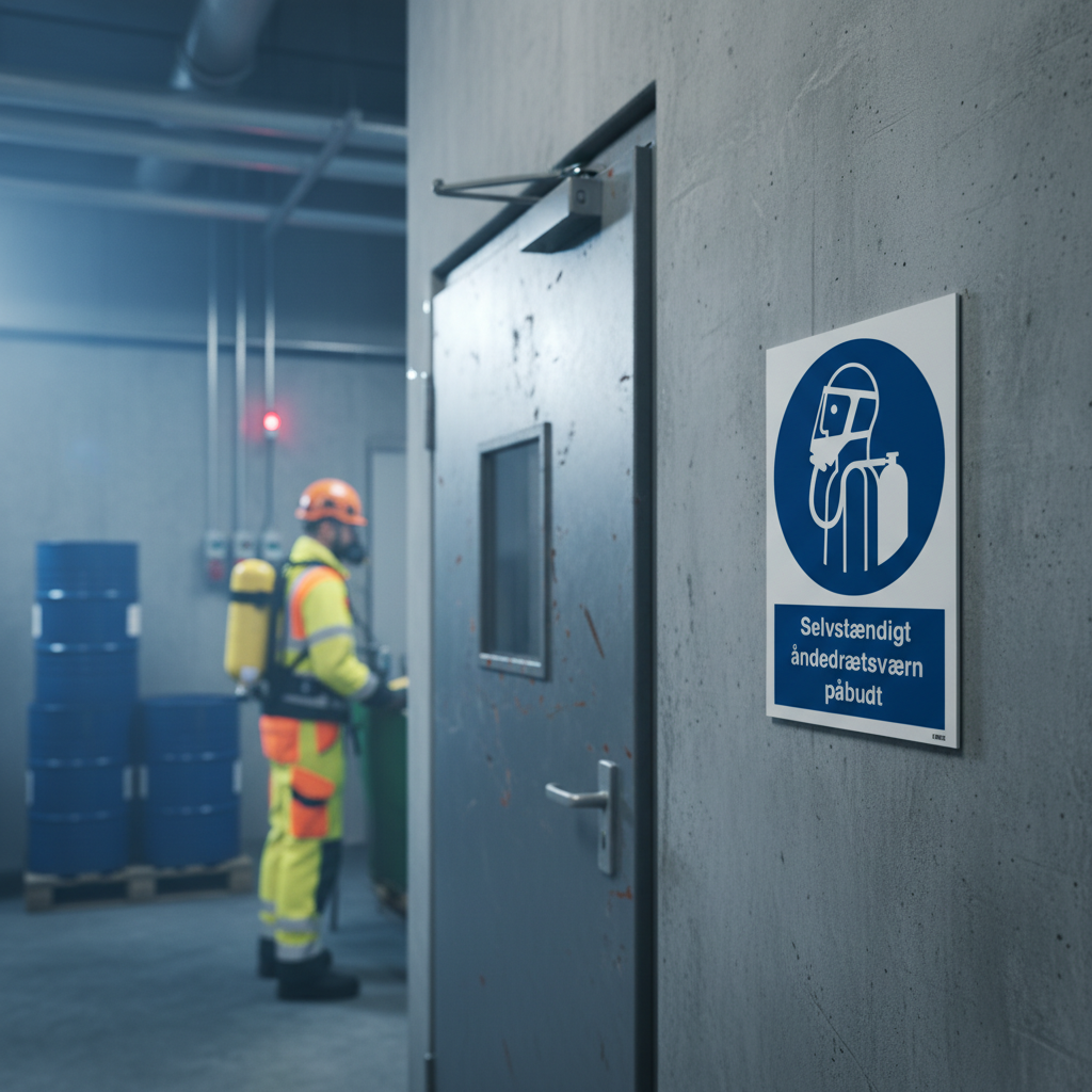 Selvstændigt åndedrætsværn påbudt skilt - Billede 2