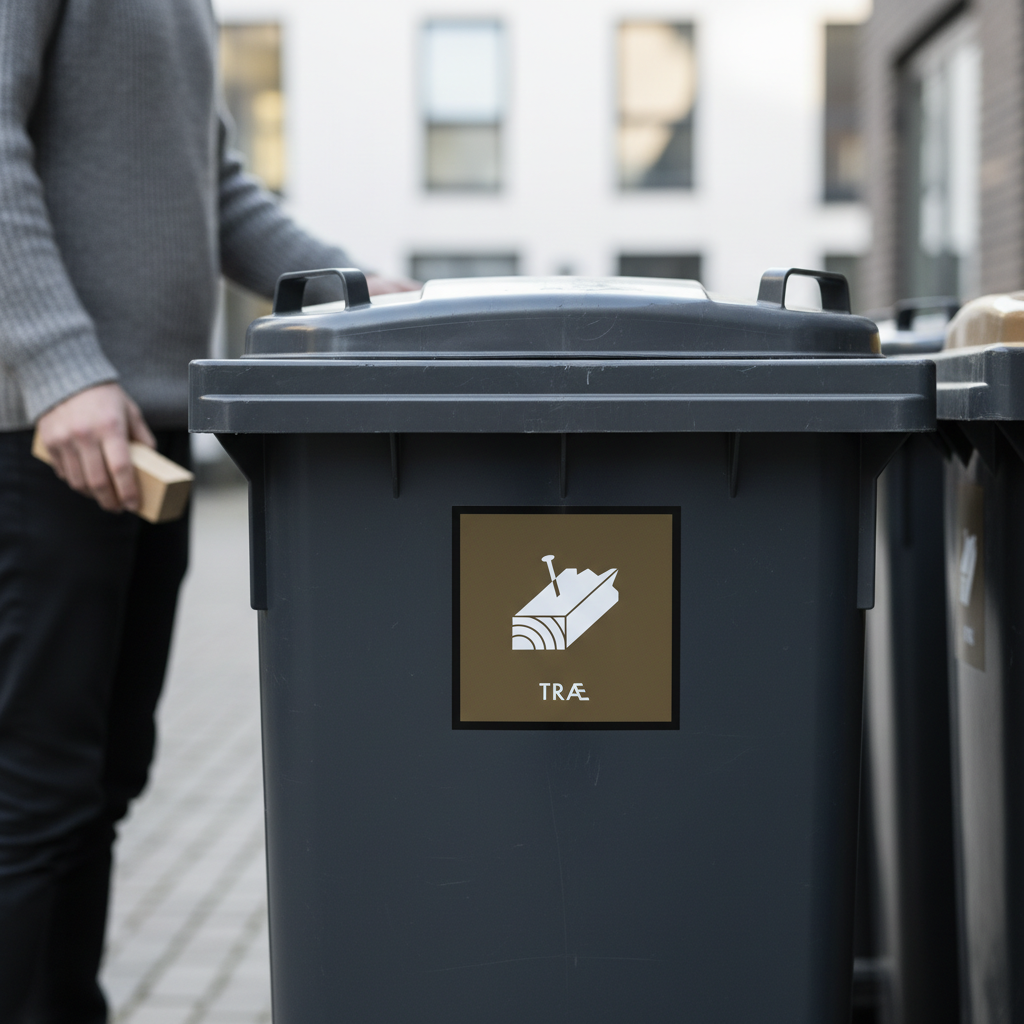 Træ skilt - Dansk Affaldssortering - Billede 2