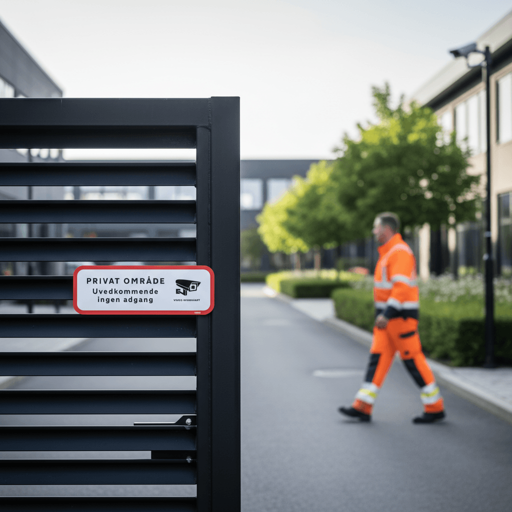 Video overvåget. Privat område uvedkommende ingen adgang skilt - Billede 3