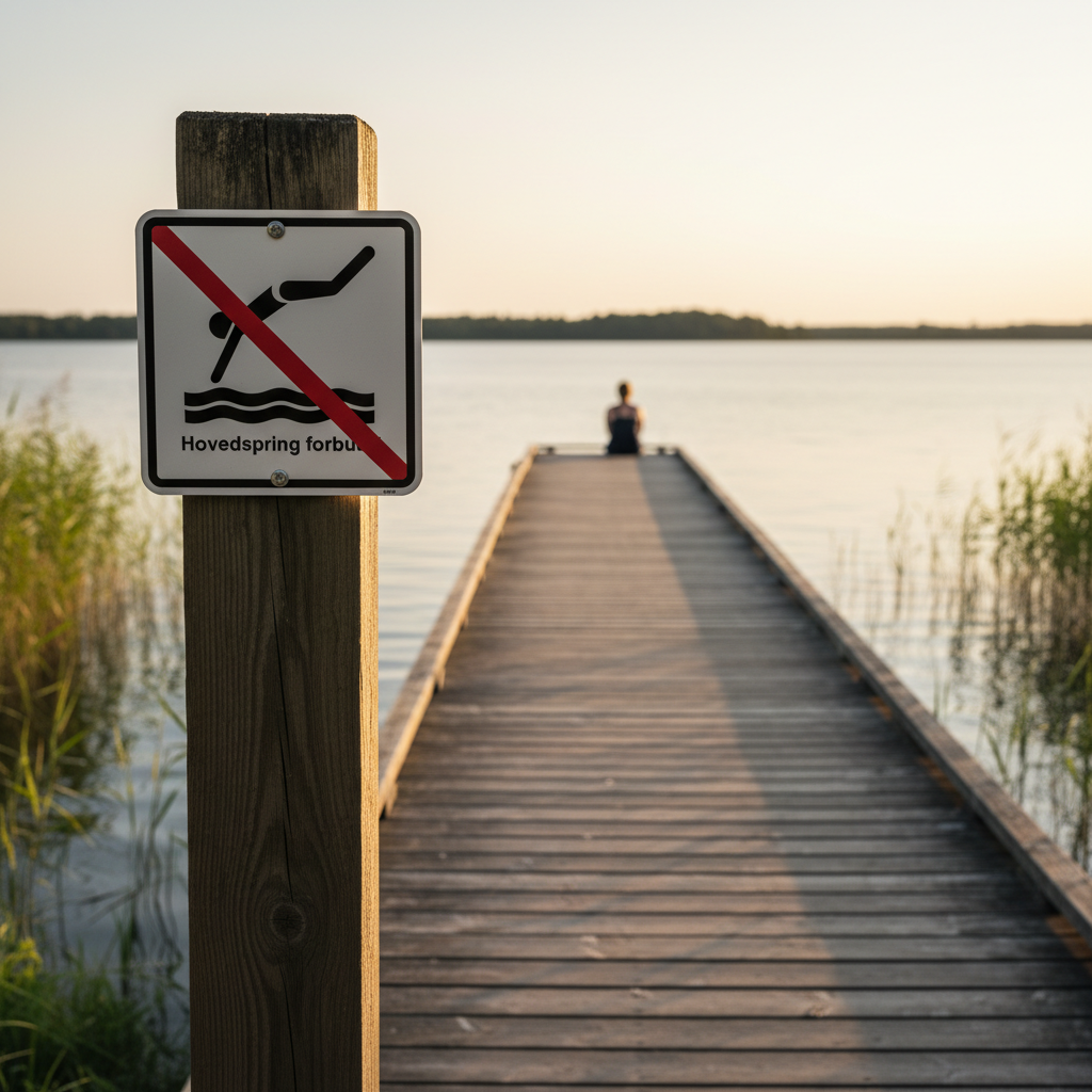 Hovedspring forbudt skilt - Billede 7