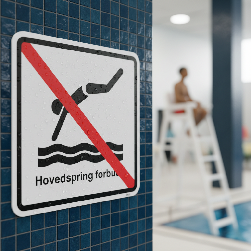 Hovedspring forbudt skilt - Billede 3