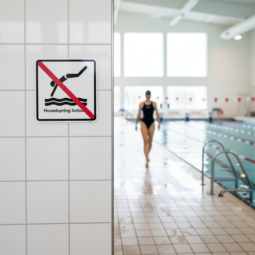 Hovedspring forbudt skilt - Billede 4