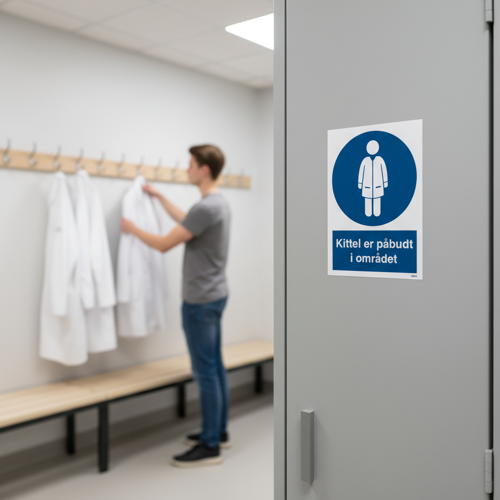 Kittel er påbudt i området skilt - Billede 2