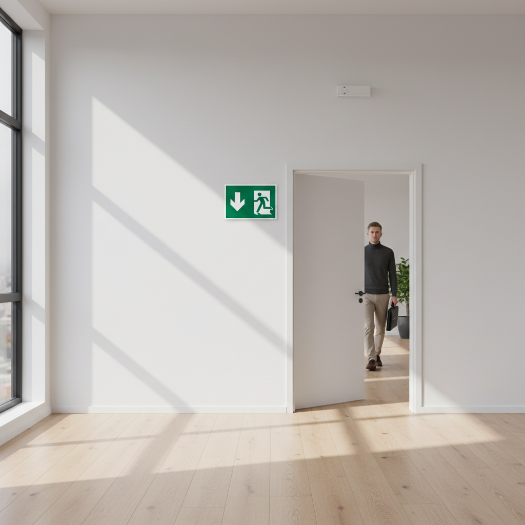 Flugt vej ned ISO skilt - Billede 2