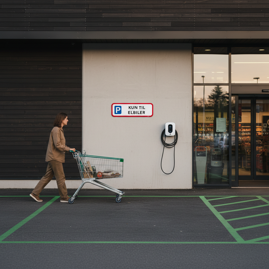 Parkering kun til elbiler skilt - Billede 4