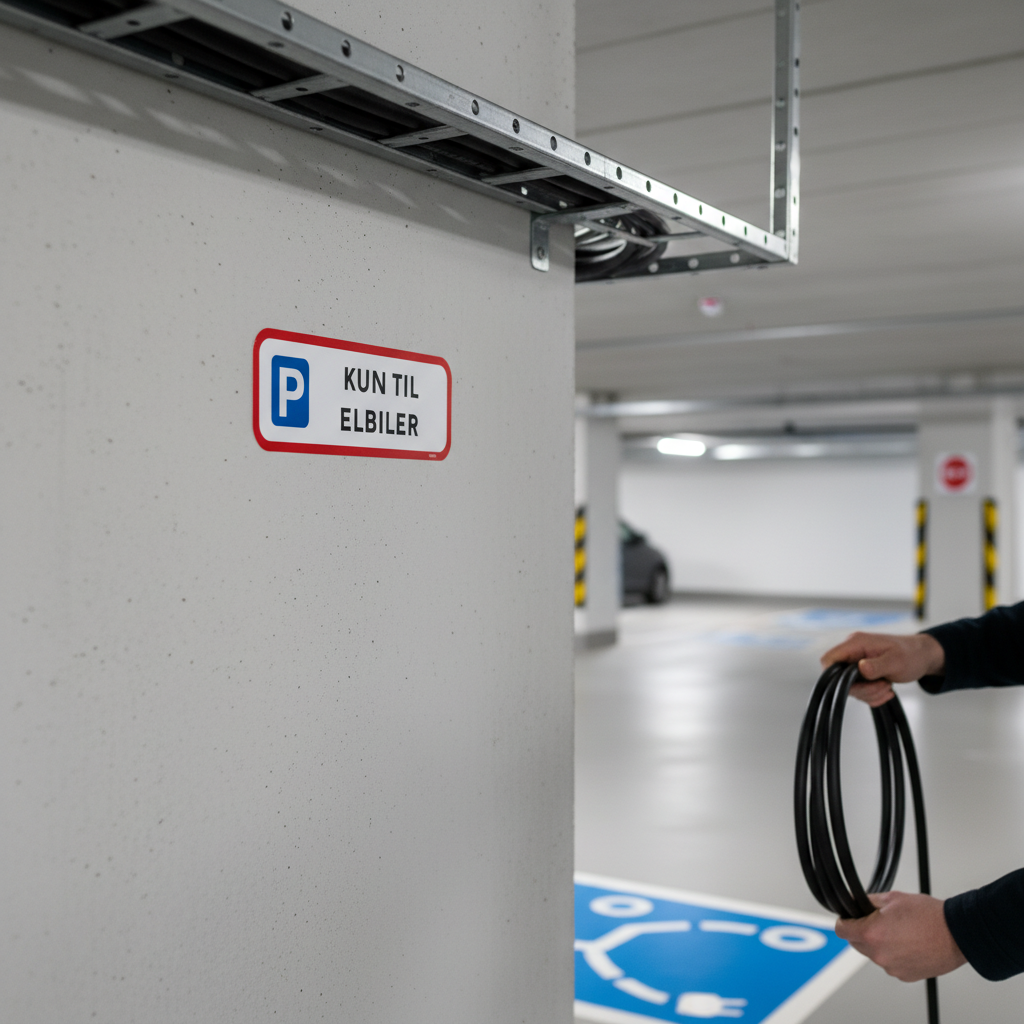 Parkering kun til elbiler skilt - Billede 3