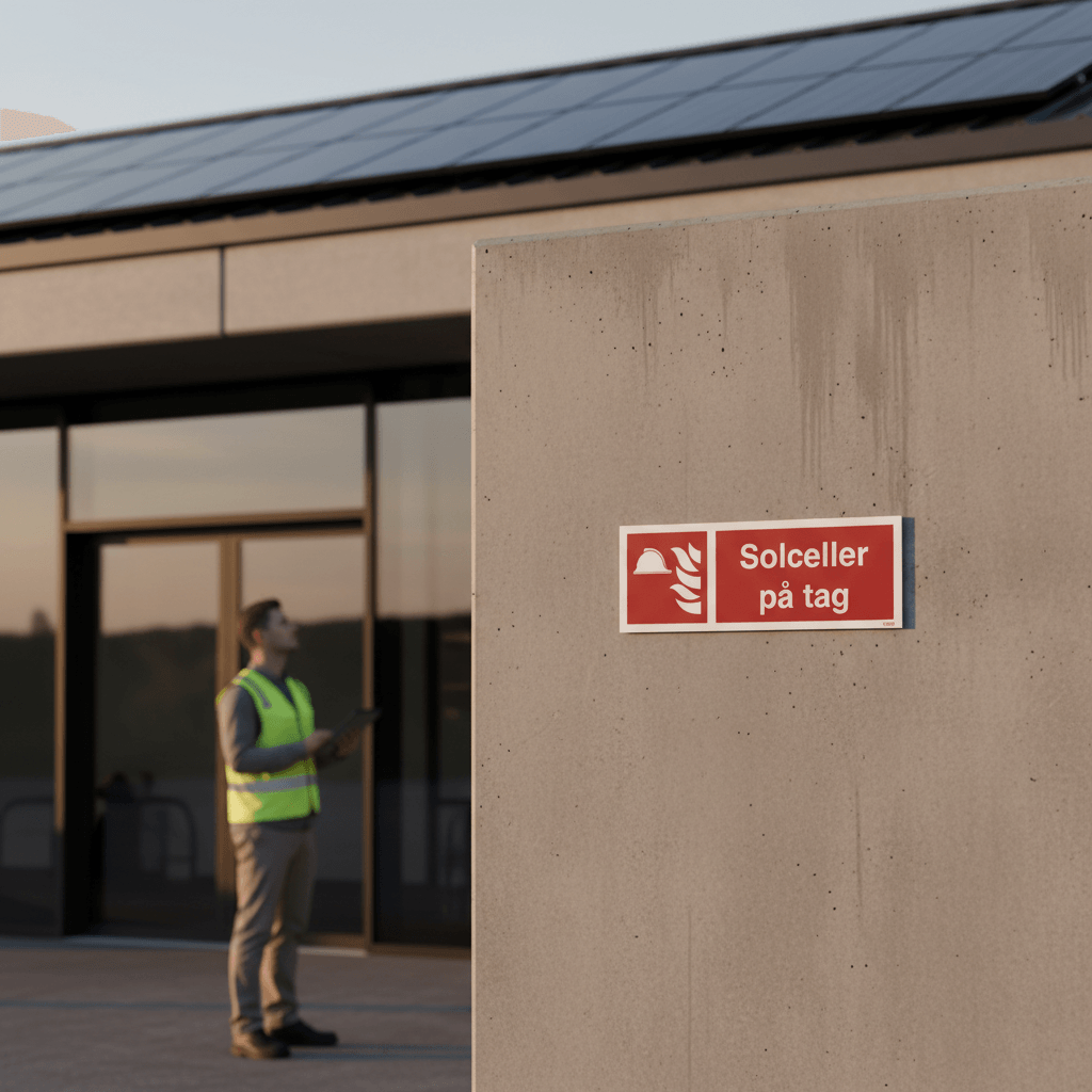 Solceller på tag brandskilt - Billede 3