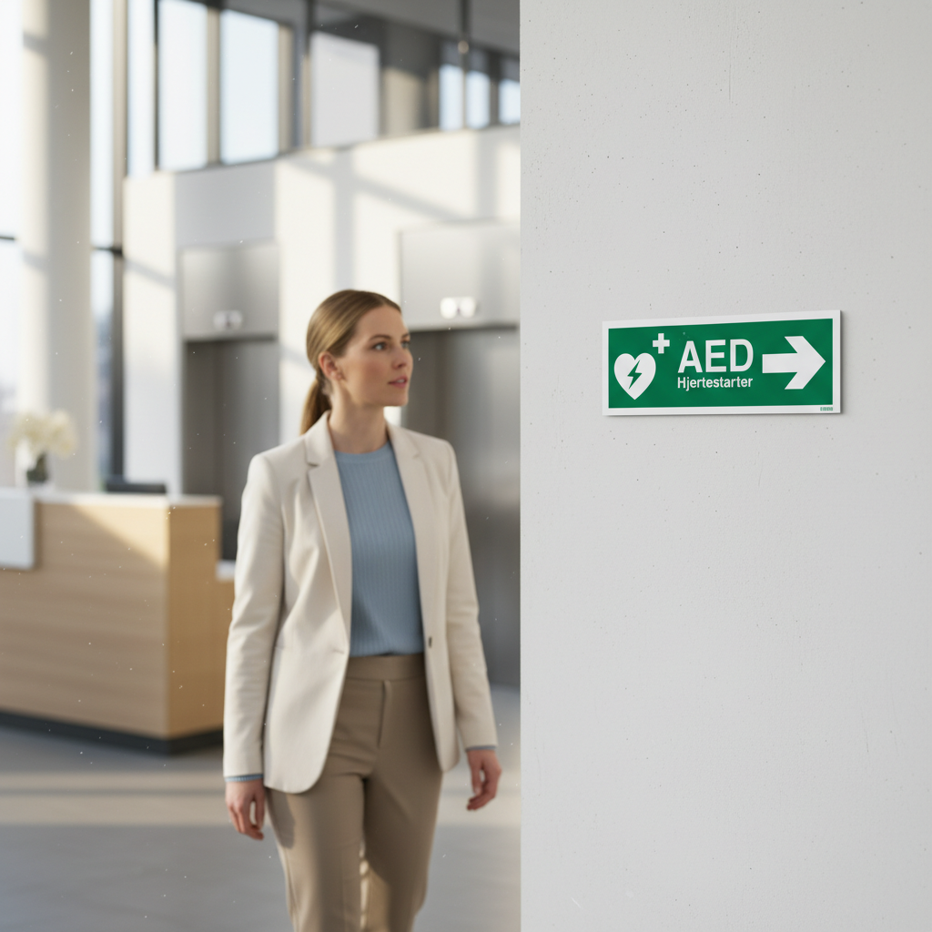 AED hjertestarter til højre skilt - Billede 5