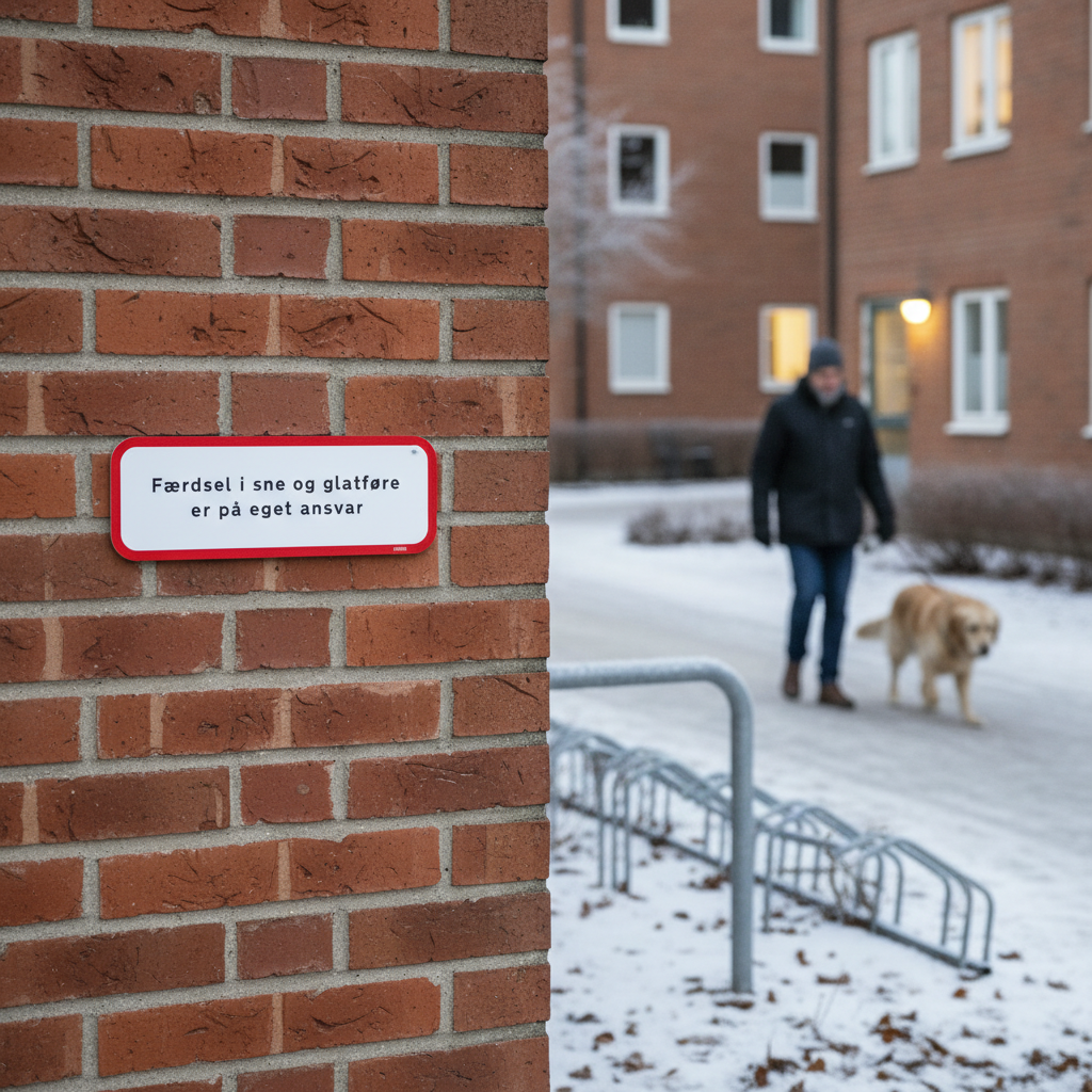 Færdsel i sne og glatføre er på eget ansvar skilt - Billede 2