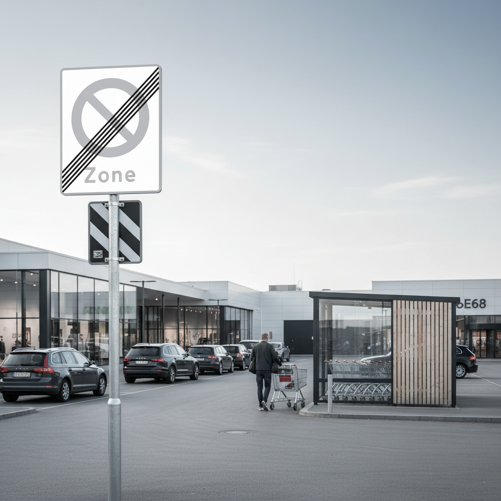 E69,1 Parkerings zone ophører. Oplysningstavle skilt - Billede 3