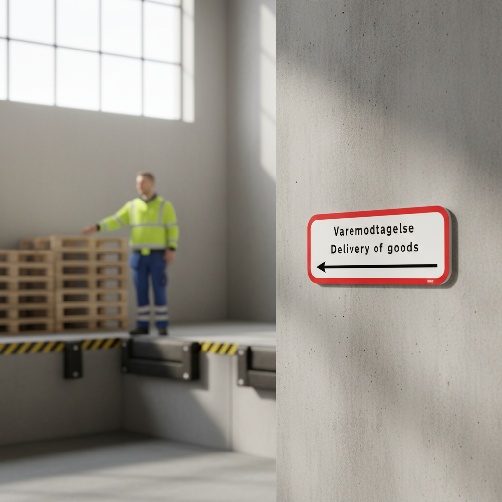Varemodtagelse Delivery of goods   Henvisnings skilt - Billede 3
