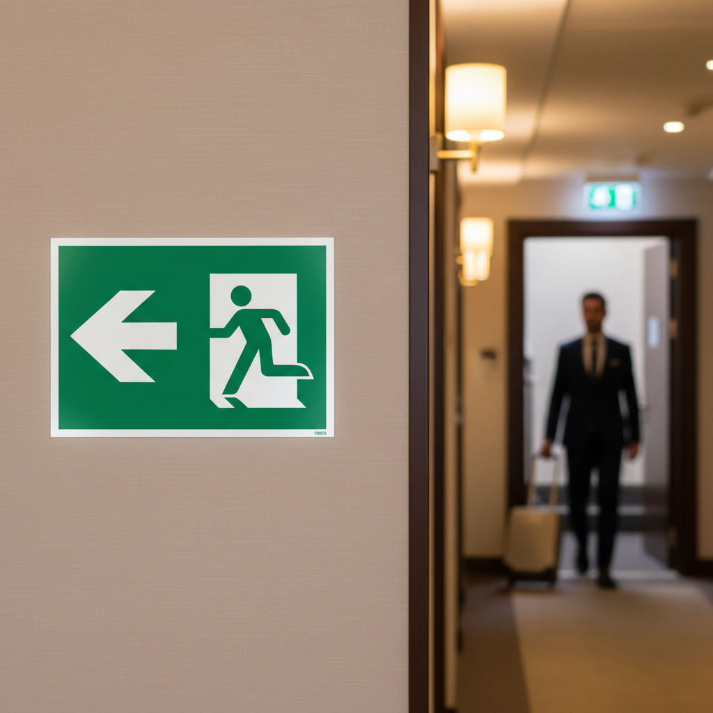 Flugt vej til venstre skilt - Billede 2