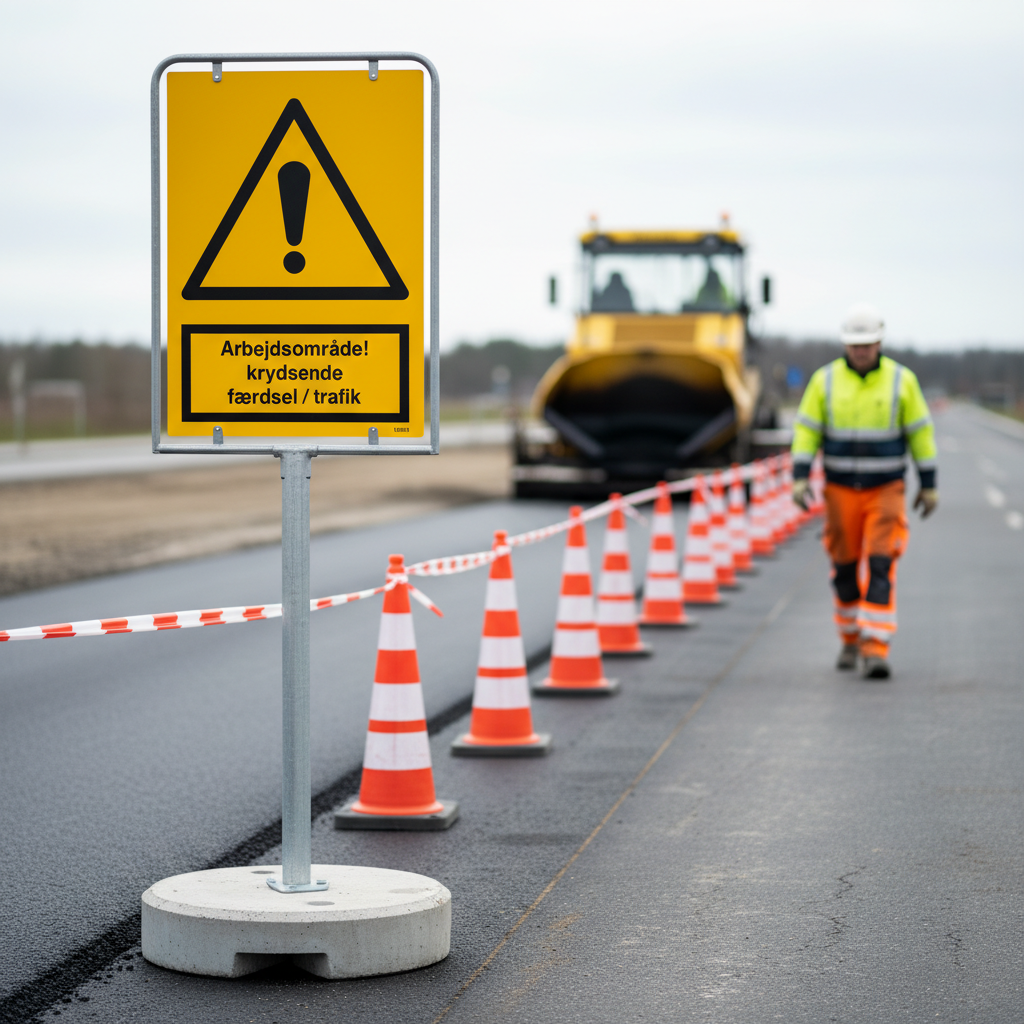 Advarsel arbejdsområde krydsende færdsel trafik skilt - Billede 2