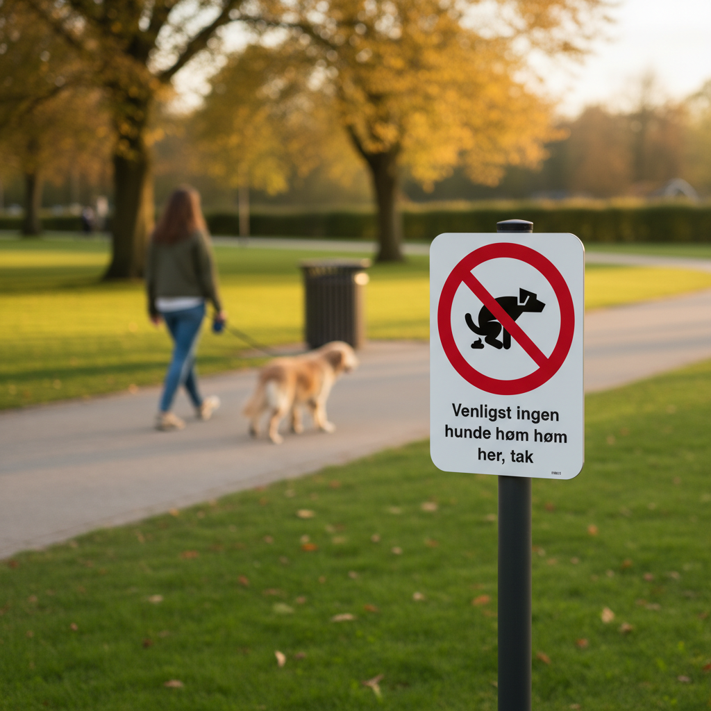 Venligst ingen hunde høm høm her, tak skilt - Billede 3