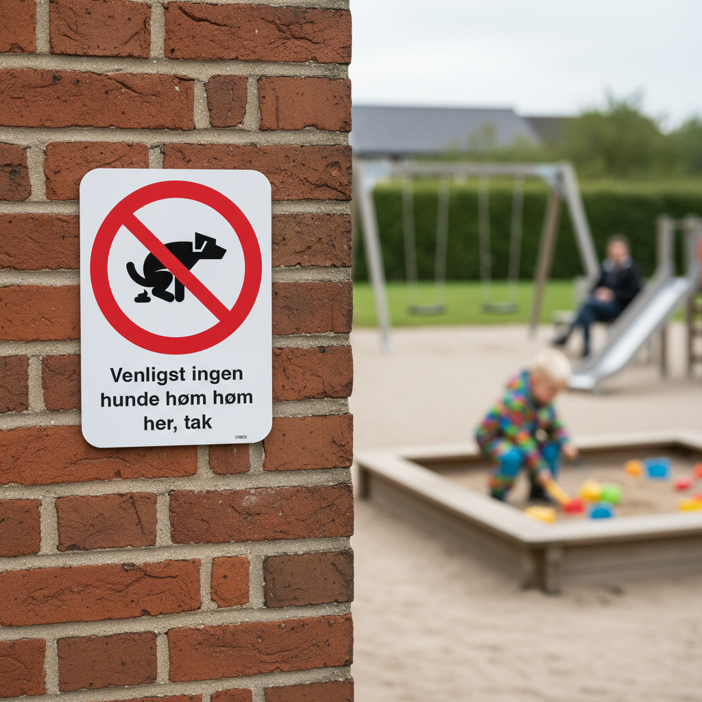 Venligst ingen hunde høm høm her, tak skilt - Billede 5