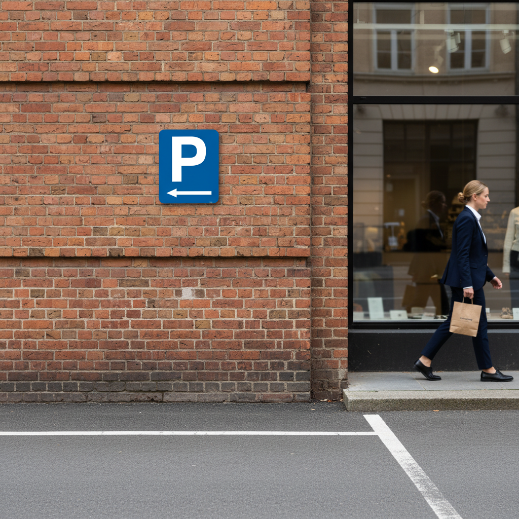 Parkering til vendste P med pil skilt - Billede 2
