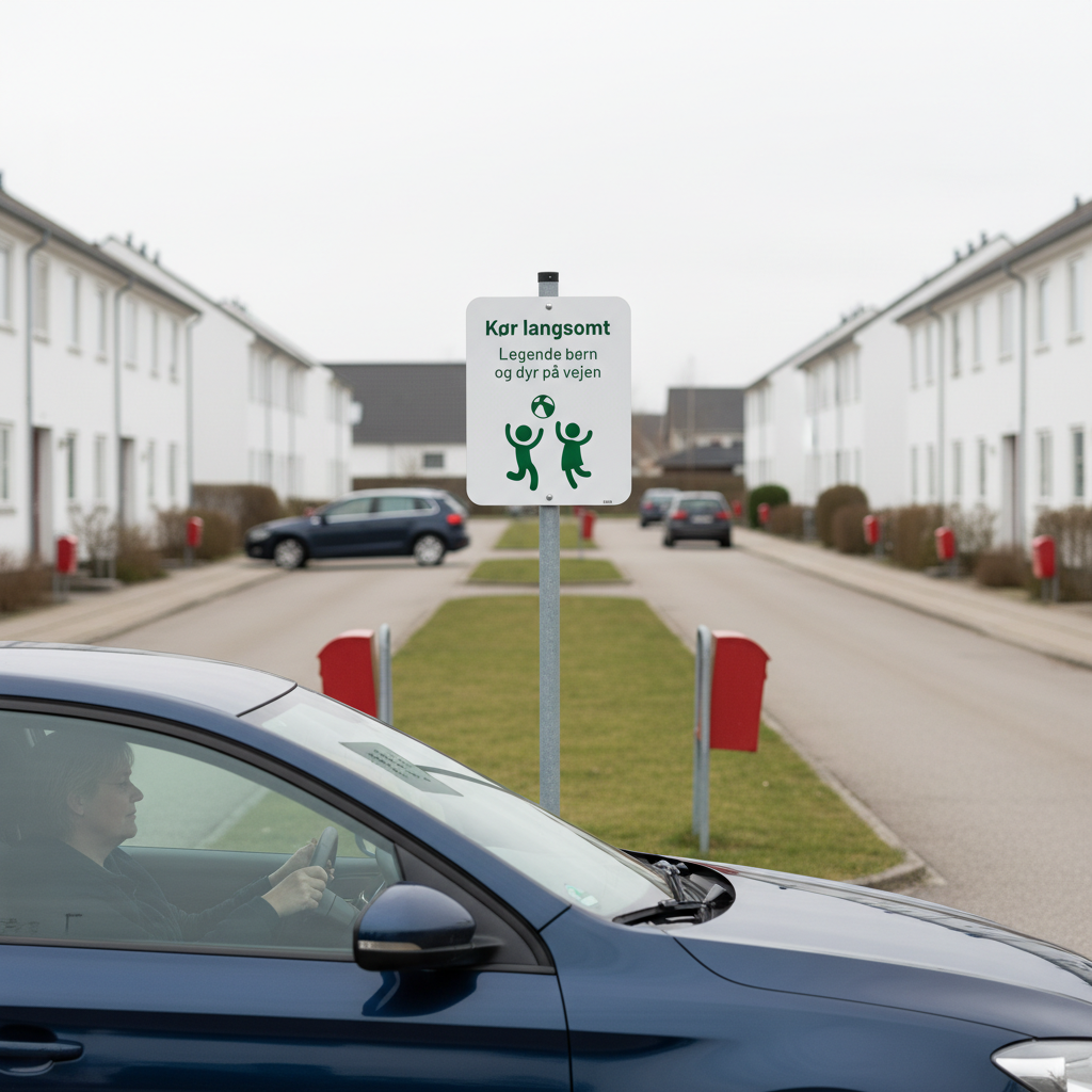 Kør langsomt legende børn og dyr på vejen skilt grønt - Billede 4