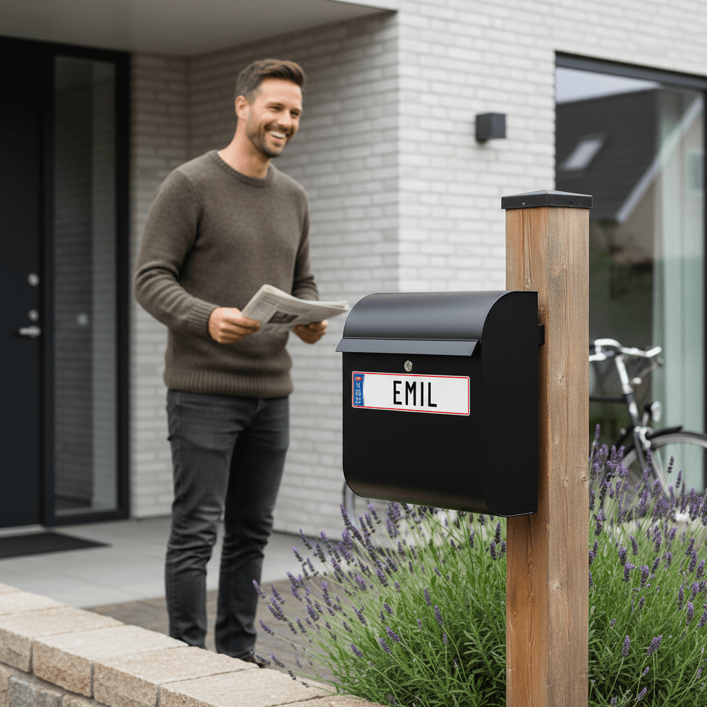 DK nummerplade skilt / fødselstavle til barnevogn med navn og fødselsdato - Billede 2