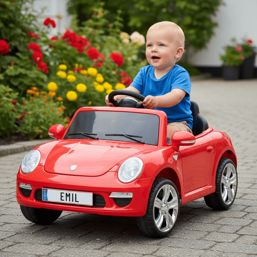 DK nummerplade skilt / fødselstavle til barnevogn med navn og fødselsdato - Billede 3