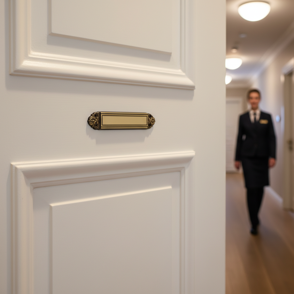 Dørskilt Messing m. udskæringer i begge sider - Billede 5