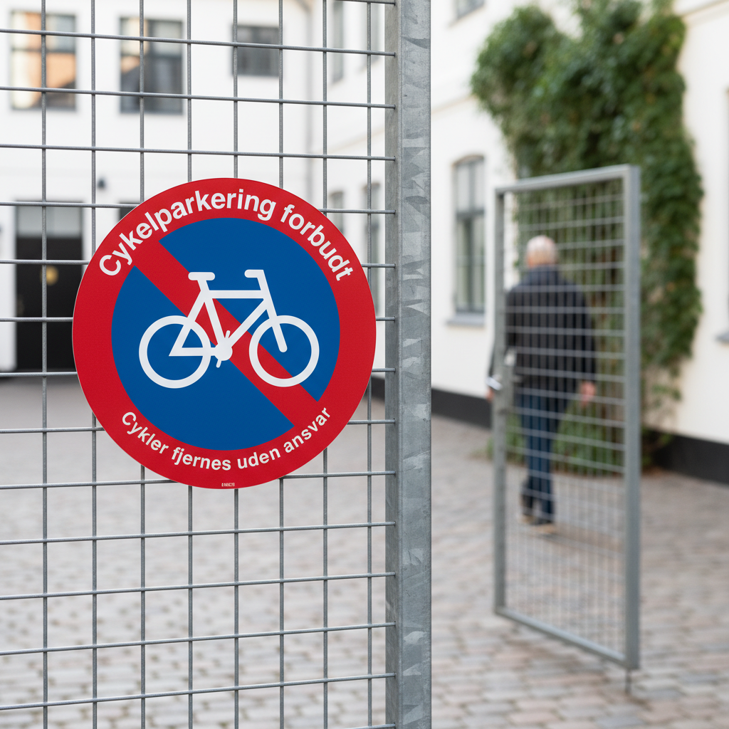 Cykelparkering forbudt cykler fjernes uden ansvar skilt - Billede 3