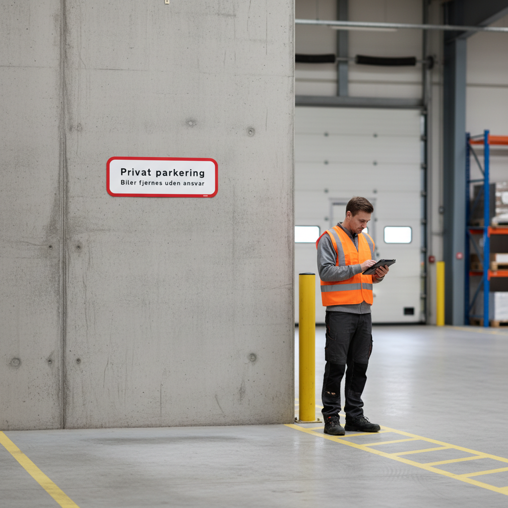 Privat parkering Biler fjernes uden ansvar. Parkeringskilt - Billede 2