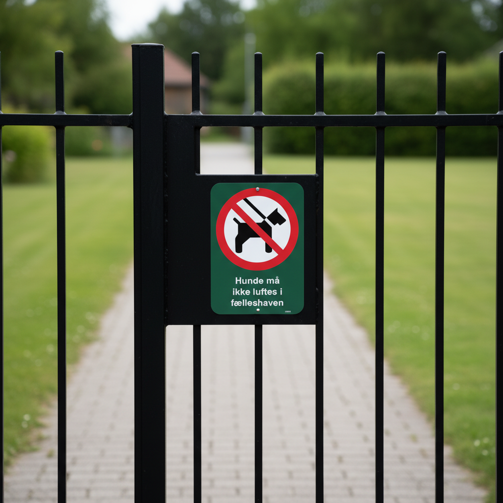 Hunde må ikke luftes i fælleshaven. Hunde skilt - Billede 5