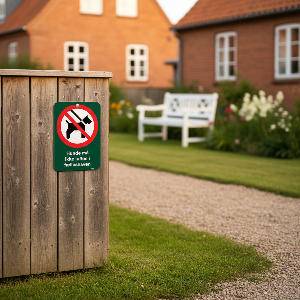 Hunde må ikke luftes i fælleshaven. Hunde skilt - Billede 2