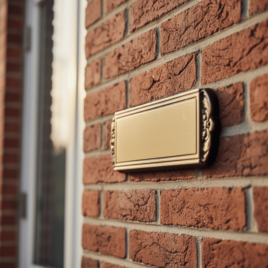 Dørskilt Messing m. udskæringer i begge sider - Smal - Billede 2