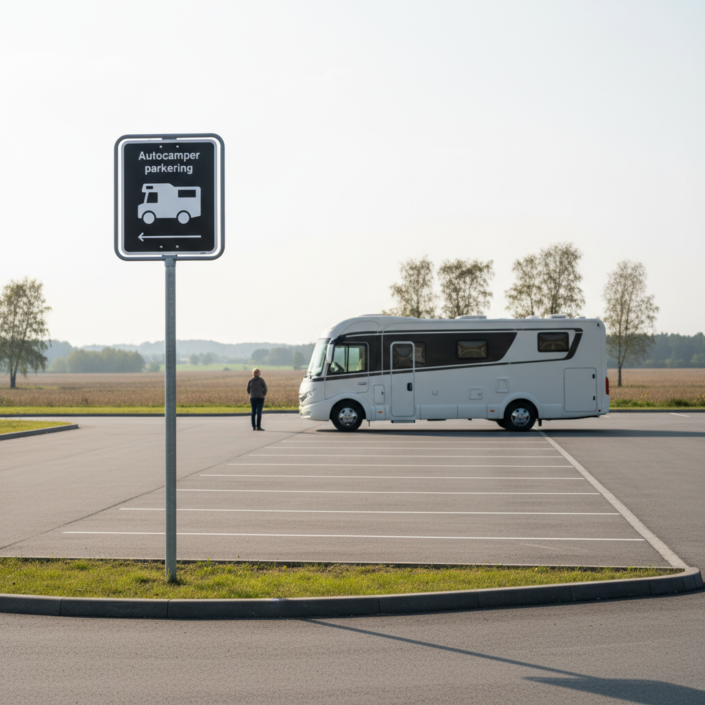 Autocamper parkering til venstre skilte - Billede 3