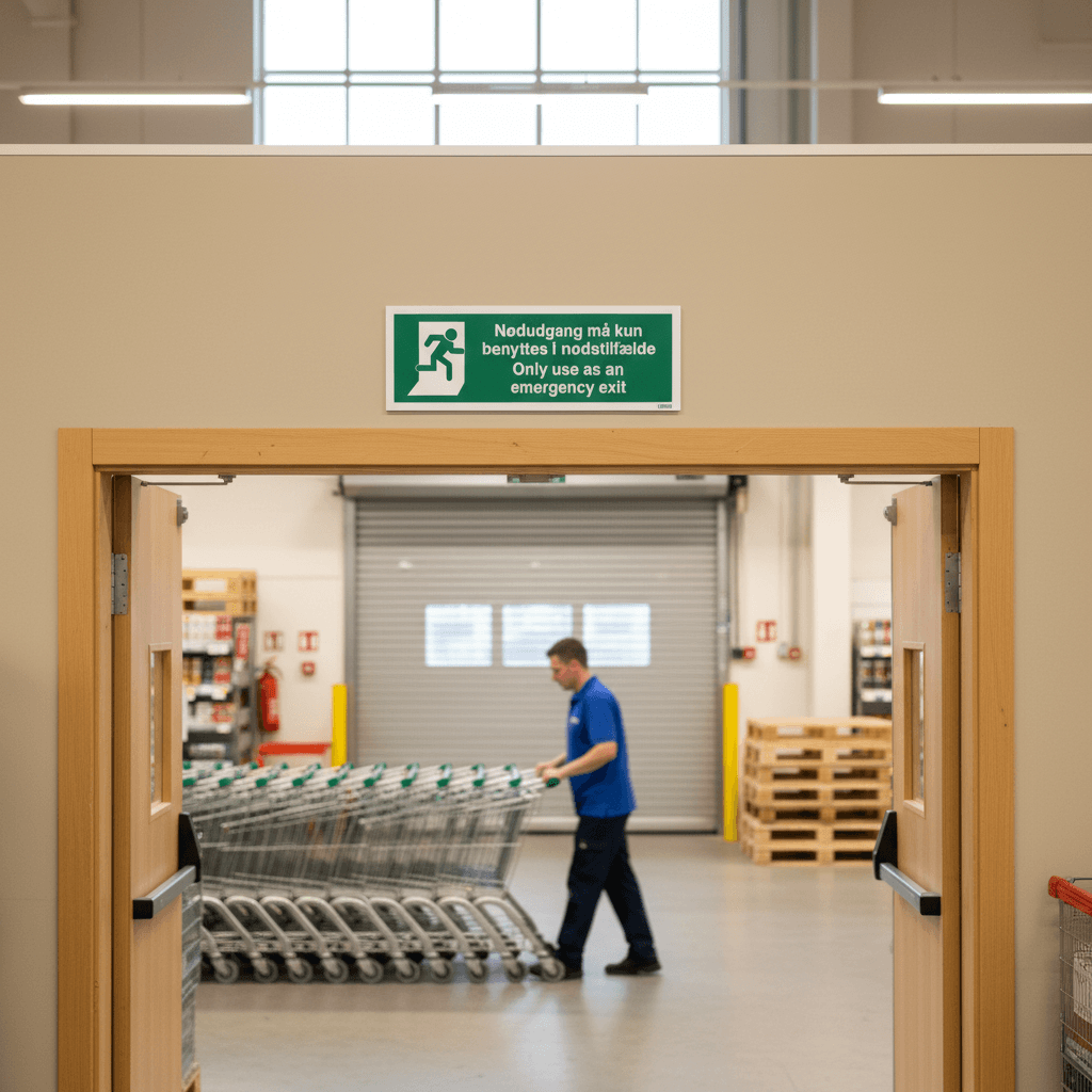 Nødudgangsskilt - Nødudgang må kun benyttes i nødstilfælde, Only use as an emergency exit - Billede 4