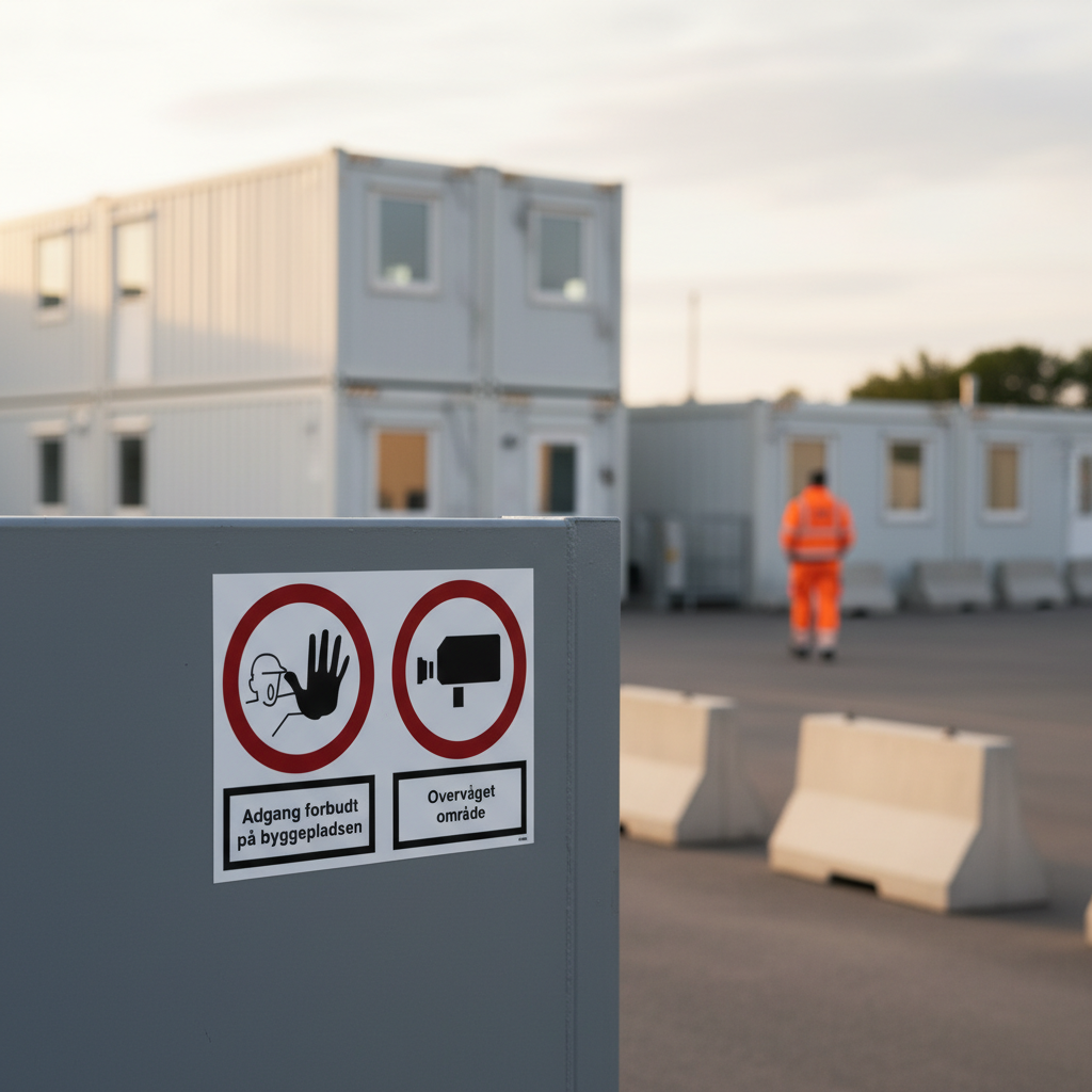Adgang forbudt på byggepladsen og Overvåget område skilt - Billede 2