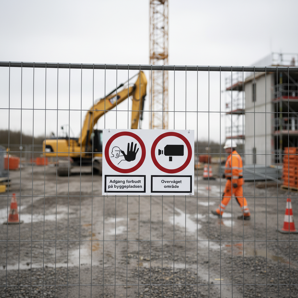 Adgang forbudt på byggepladsen og Overvåget område skilt - Billede 4