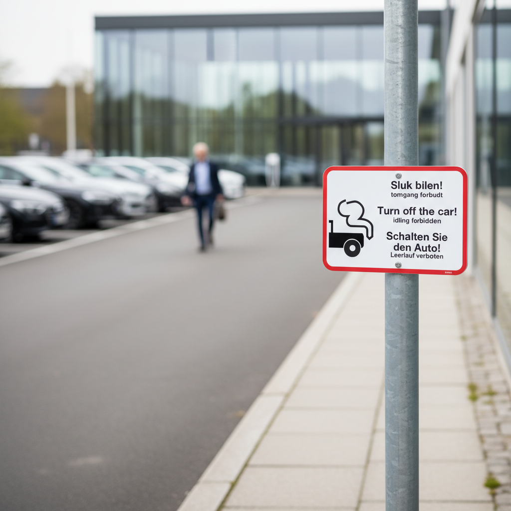 Sluk bilen tomgang forbudt - Turn off the car idling forbidden - Schalten Sie den Auto Leerlauf verboten skilt - Billede 2