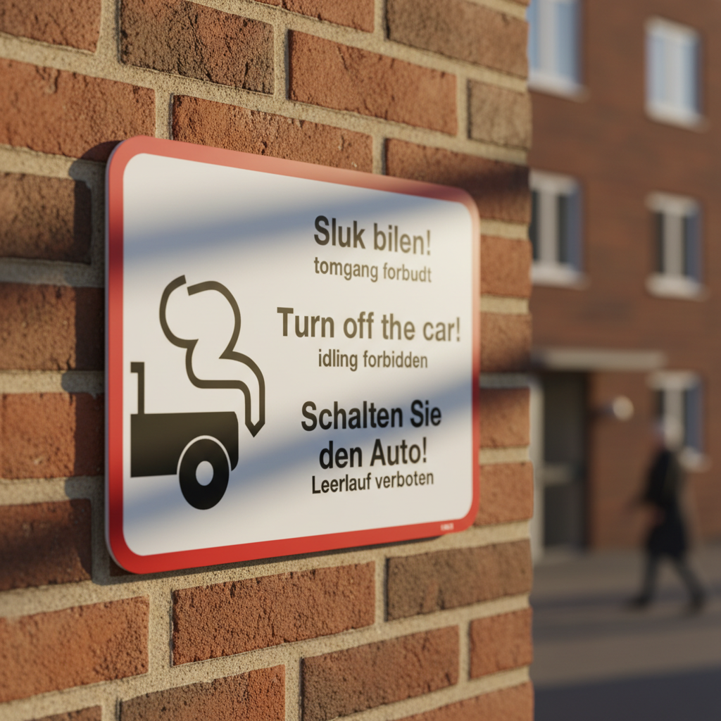 Sluk bilen tomgang forbudt - Turn off the car idling forbidden - Schalten Sie den Auto Leerlauf verboten skilt - Billede 3