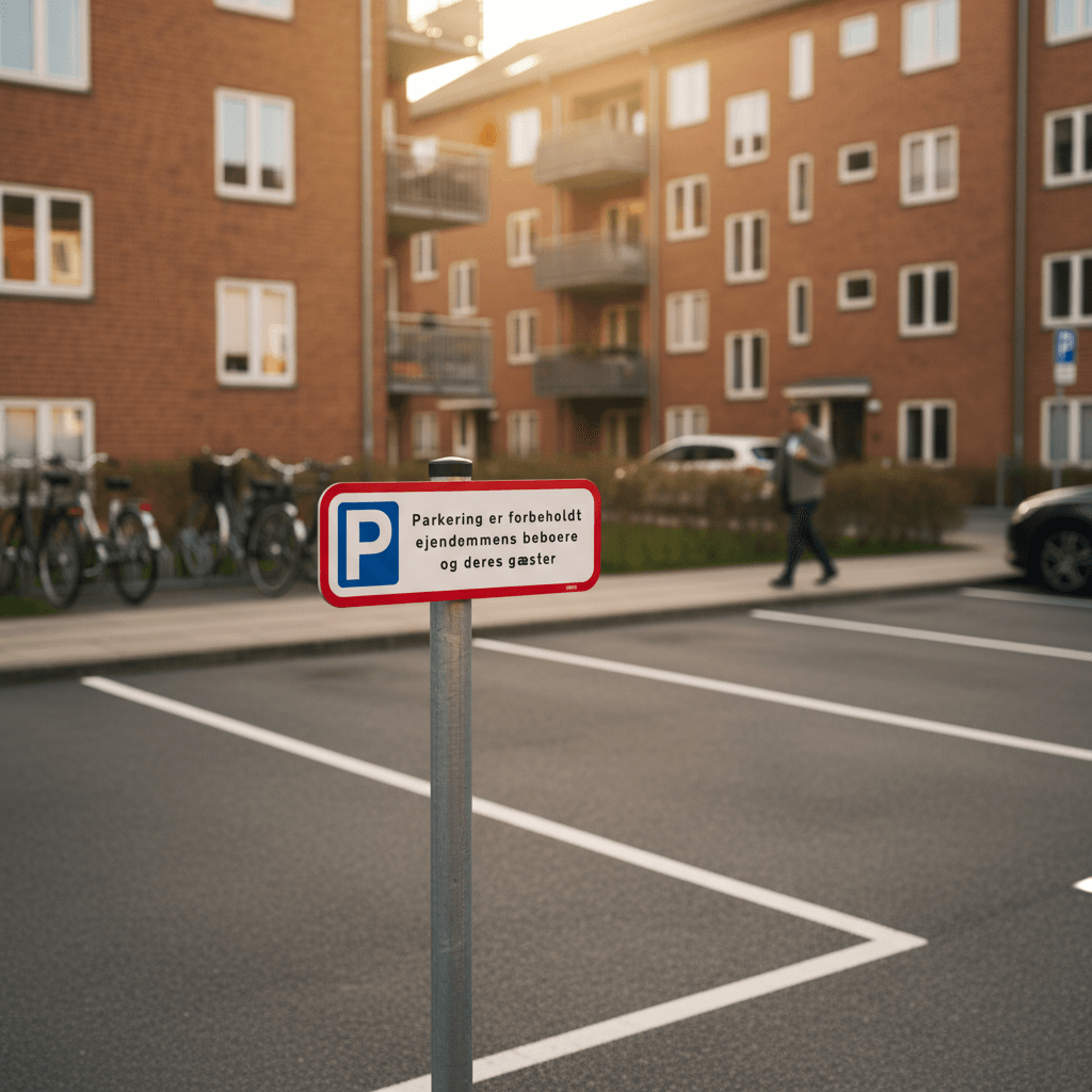 Parkering er forbeholdt ejendommens beboere og deres gæster. P Skilt - Billede 2