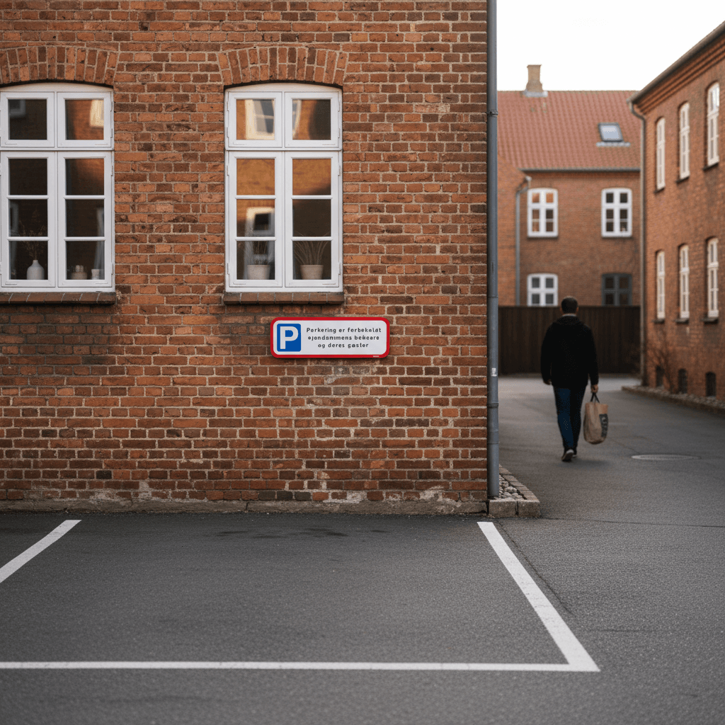 Parkering er forbeholdt ejendommens beboere og deres gæster. P Skilt - Billede 3