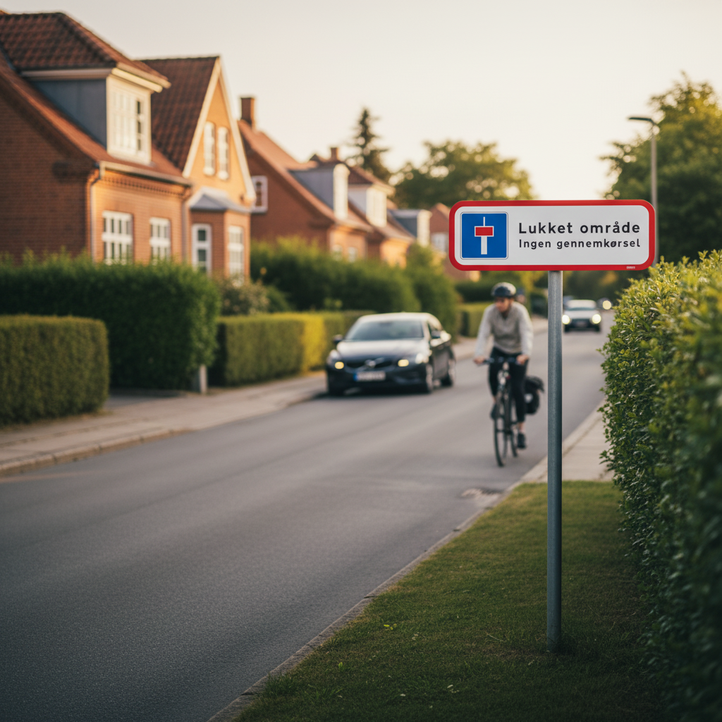 Blindvej med sti Lukket område ingen gennemkørsel skilt - Billede 3