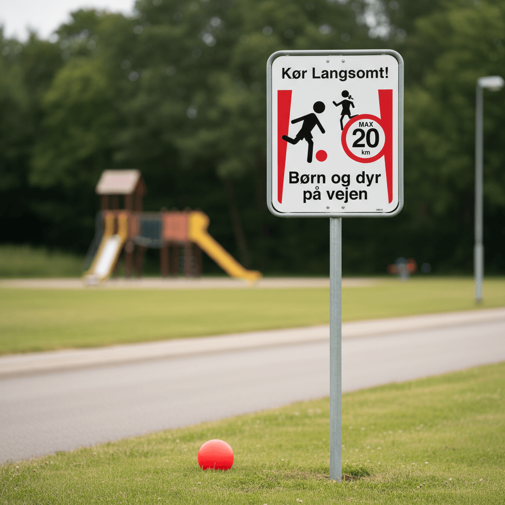 Kør langsomt! børn og dyr på vejen skilt - Billede 4