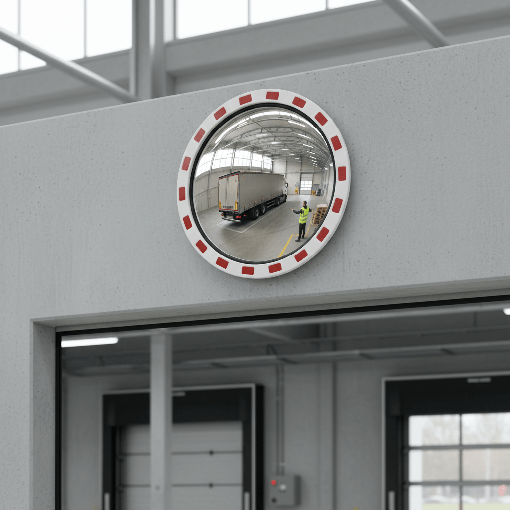 Trafikspejl Ø60cm m/rød og hvid ramme - Billede 3