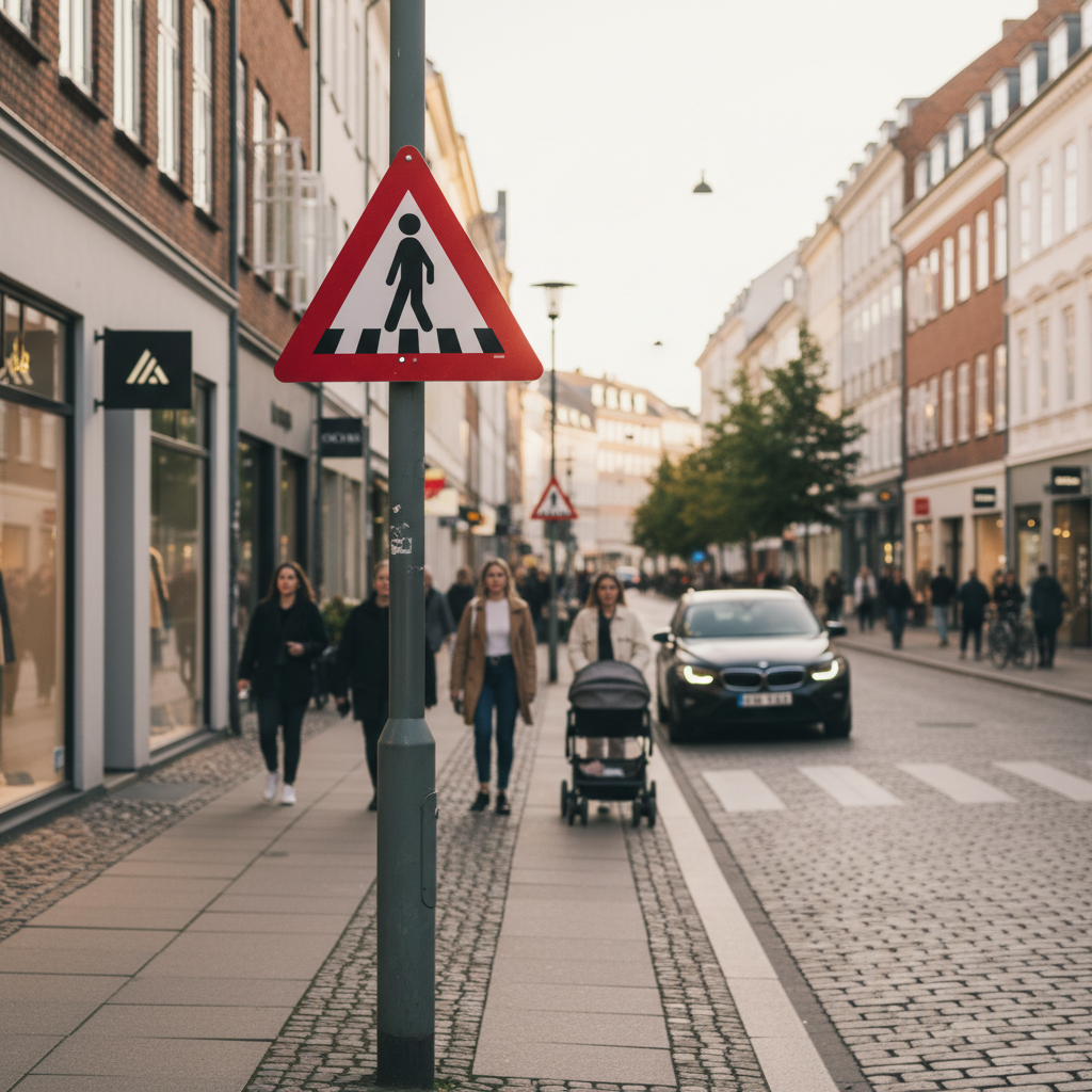 Advarselstrekant - Fodgængerfelt skilt - Billede 2