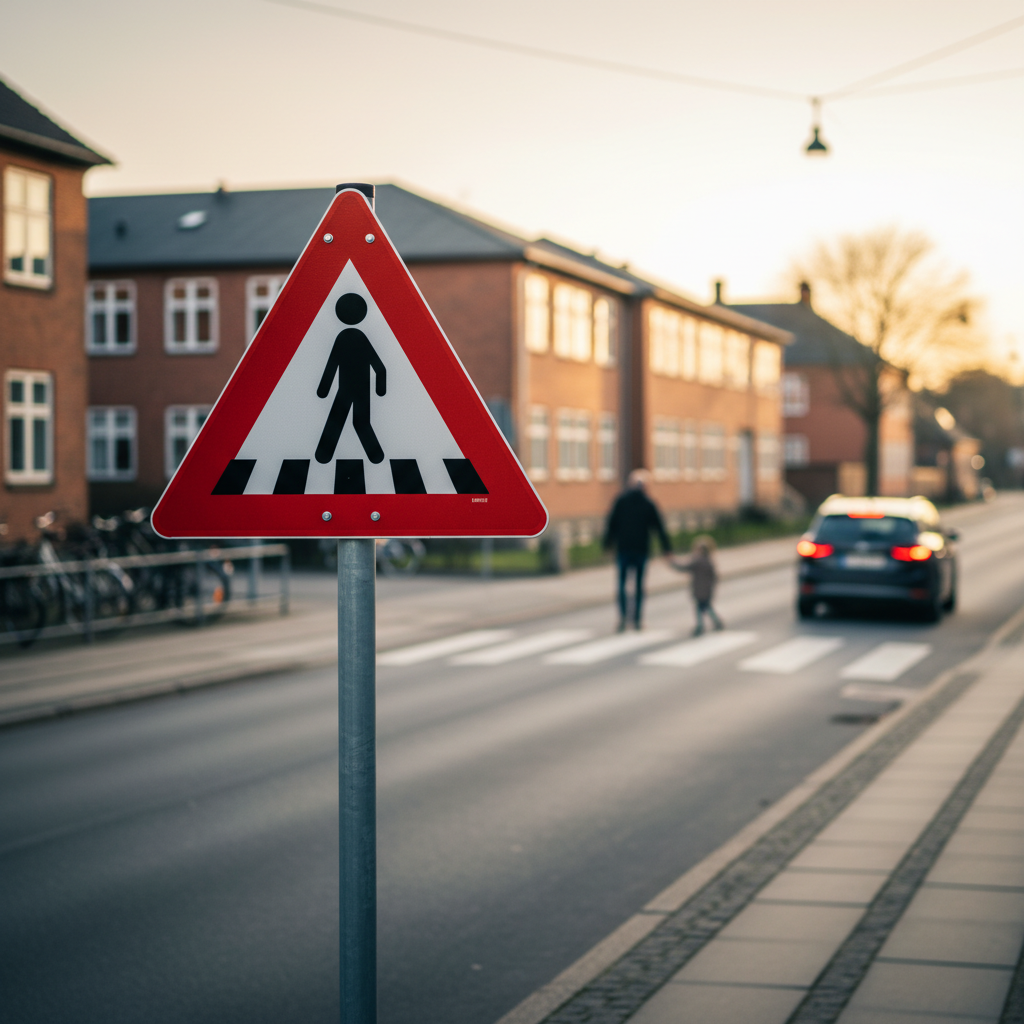 Advarselstrekant - Fodgængerfelt skilt - Billede 3