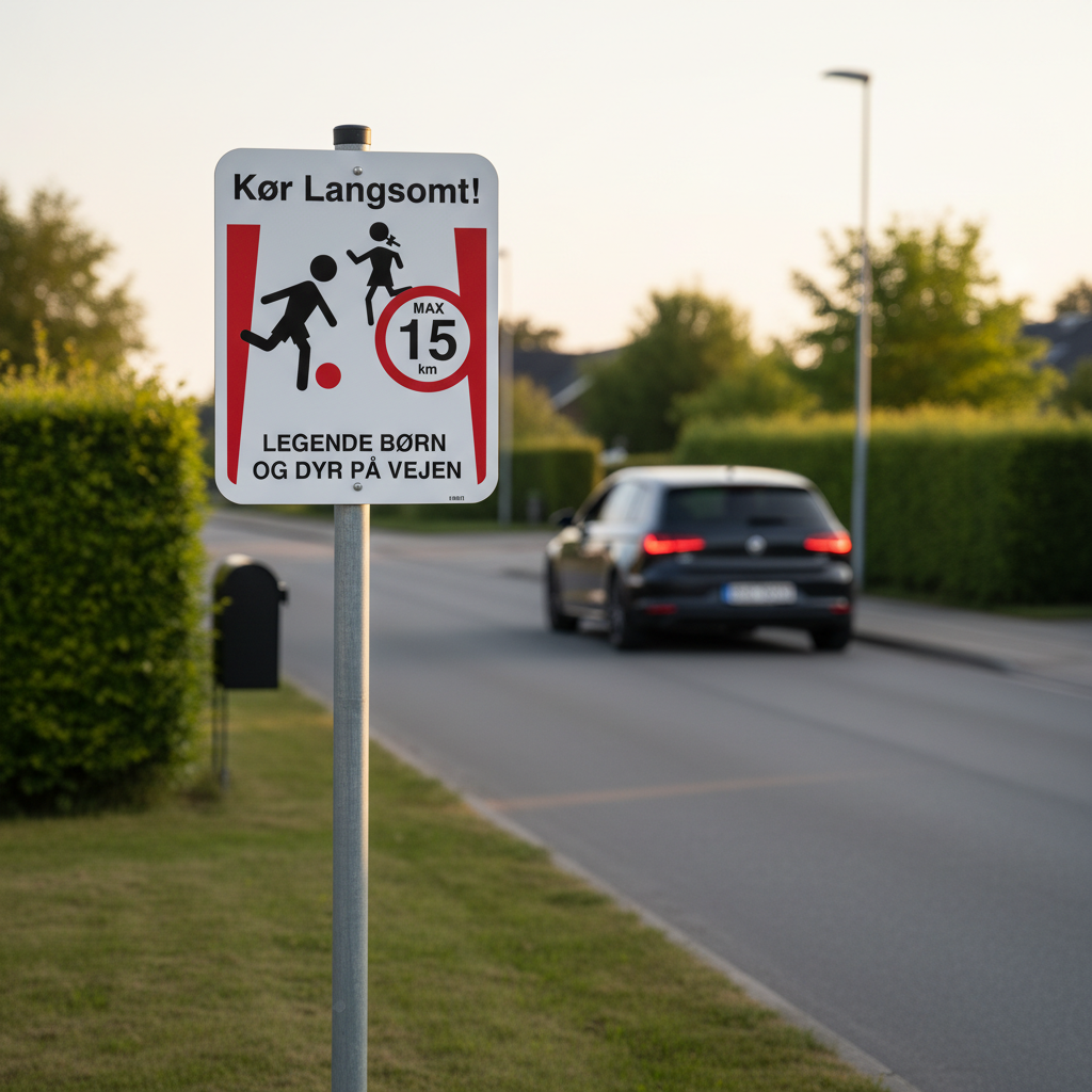 Kør langsomt legende børn og dyr på vejen skilt - Billede 4