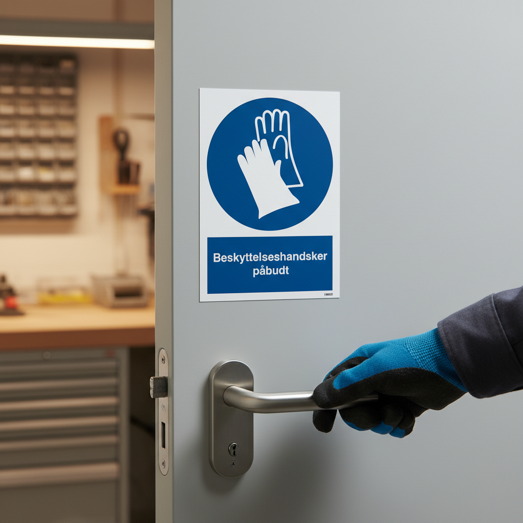 Beskyttelseshandsker påbudt skilt - Billede 3