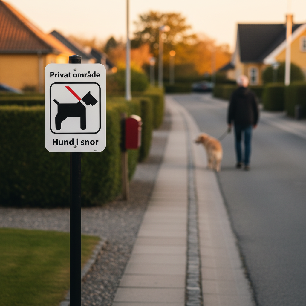 Privat område hund i snor skilt - Billede 6