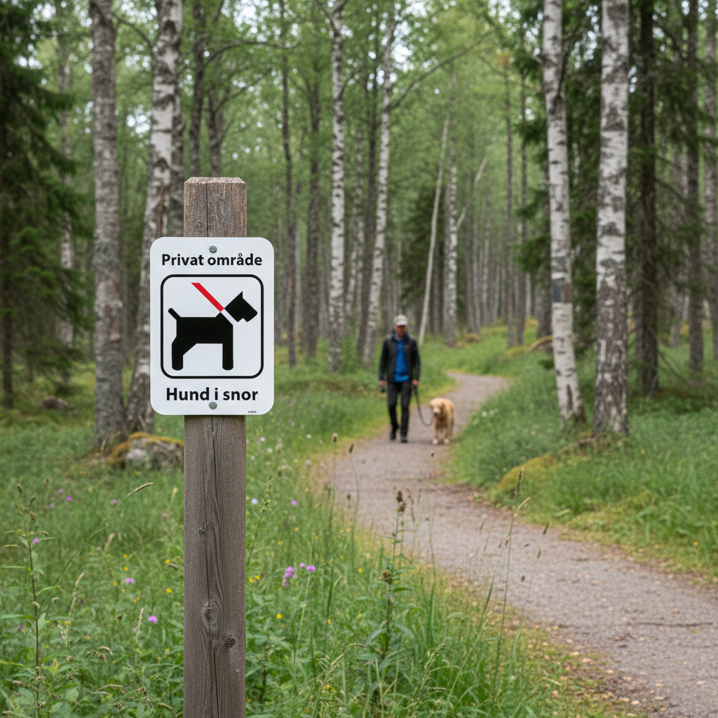 Privat område hund i snor skilt - Billede 3