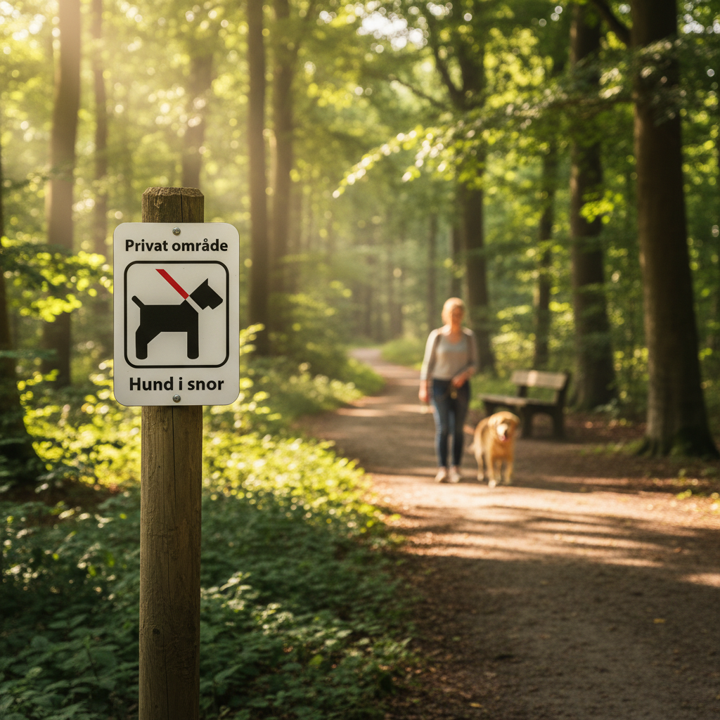 Privat område hund i snor skilt - Billede 8